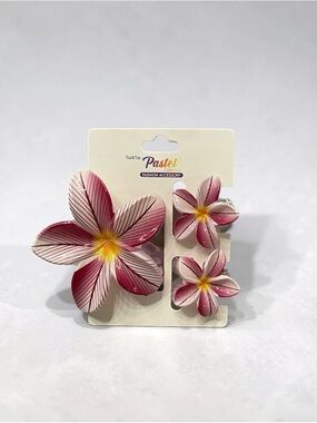 HIBISCUS 3 PIECE CLAW HAIR CLIP SET